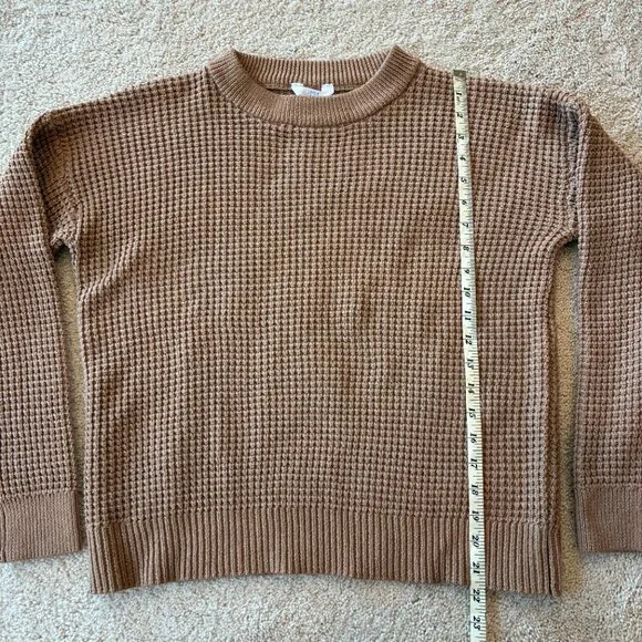 Time and Tru Waffle-Knit Crew Neck Long-Sleeve Sweater - Picture 7 of 8